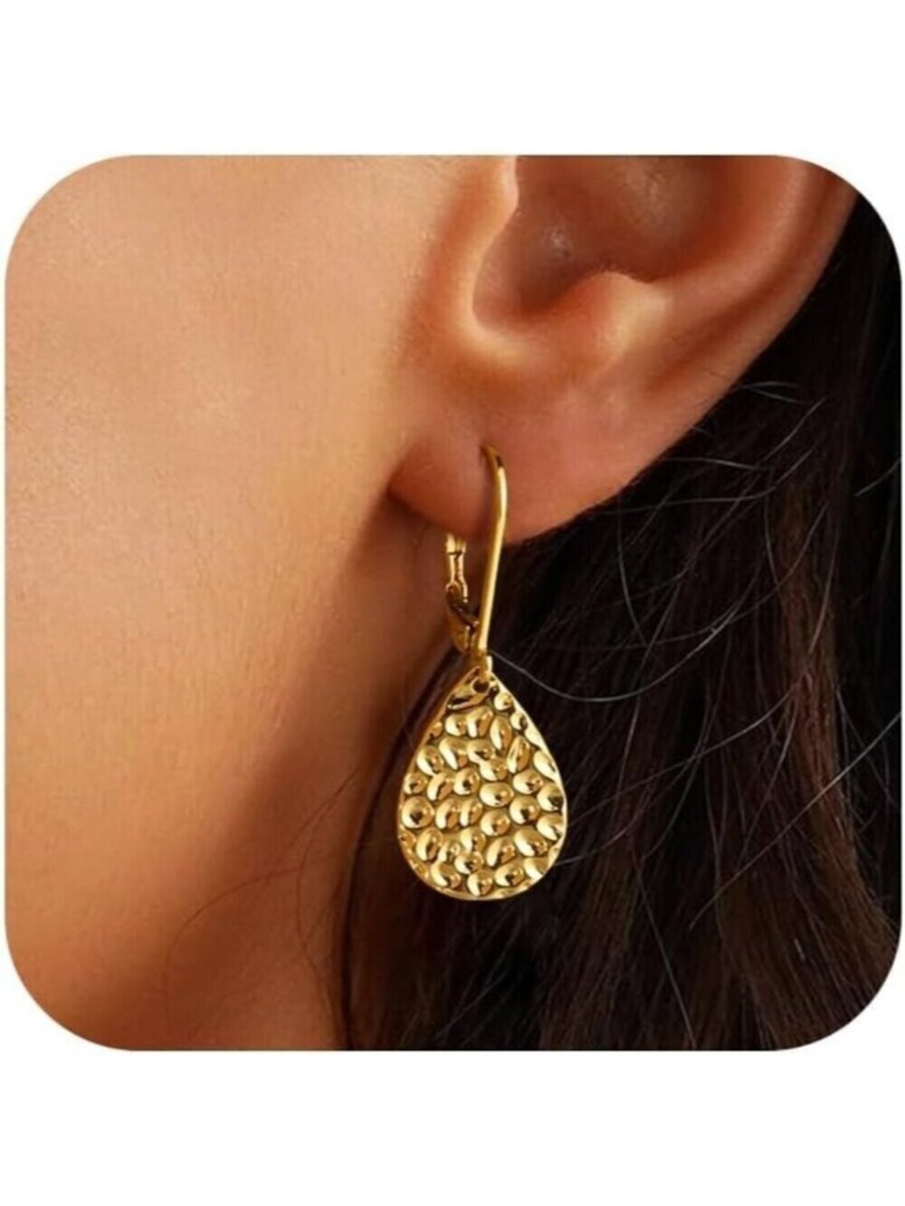 ⚡Hammered Teardrop Dangle Earrings for Women 925 Sterling Silver 14K Gold Plated